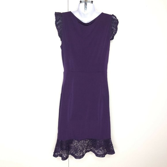 Kimi + Kai Maternity Dress Purple Lace Trim Cap - Picture 6 of 7
